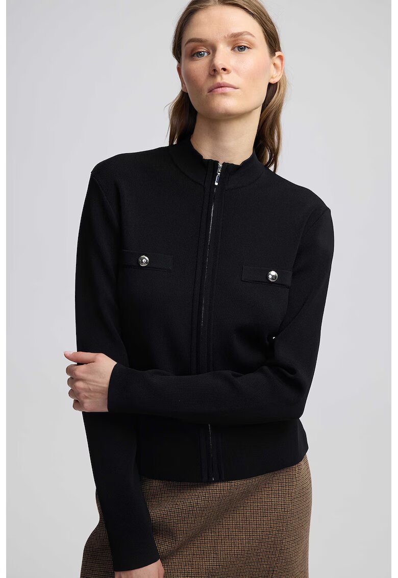 Ipekyol Cardigan cu nasturi decorativi si fermoar - Negru