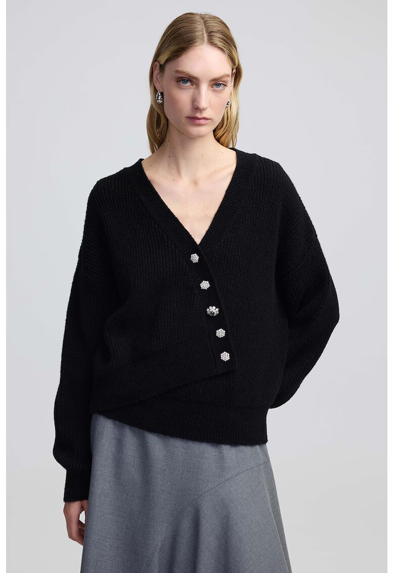 Ipekyol Cardigan lejer cu croiala asimetrica - Negru