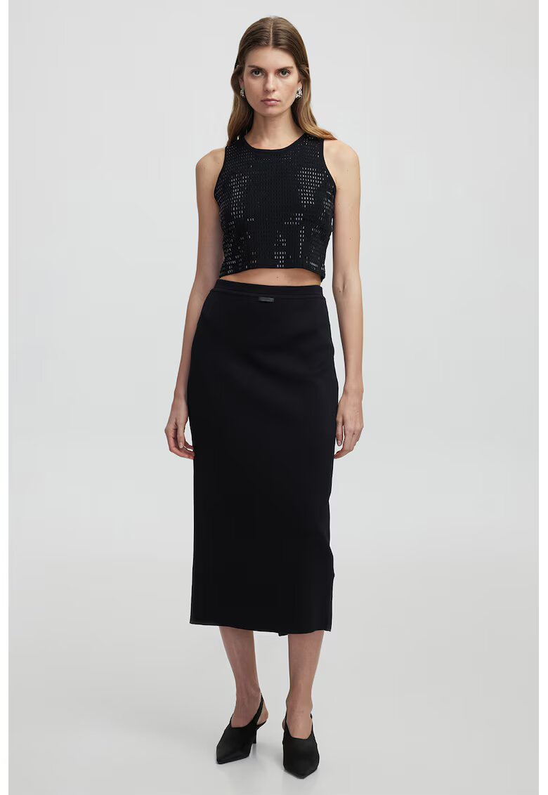 Ipekyol Fusta midi cu talie elastica - Negru