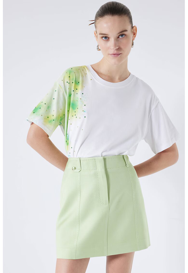 Ipekyol Fusta mini cu croiala in A - Verde pal