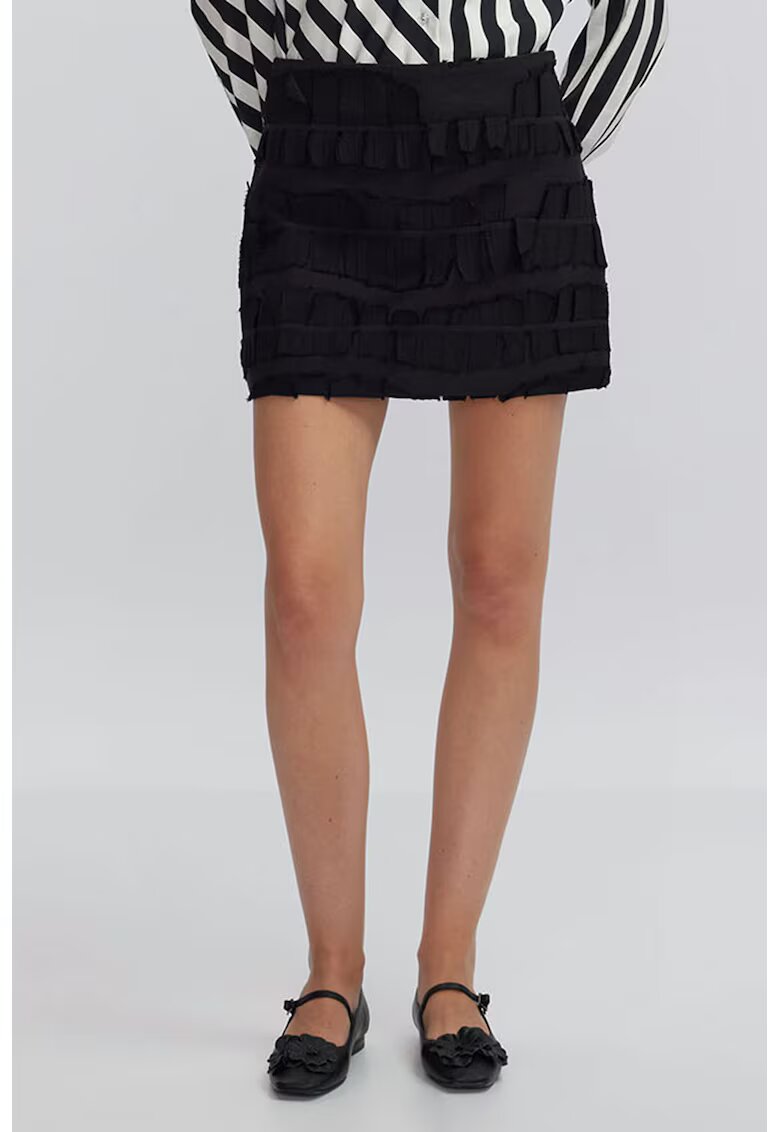 Ipekyol Fusta mini cu model texturat - Negru