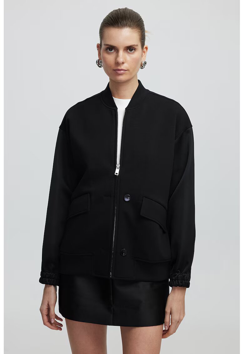 Ipekyol Jacheta bomber cu buzunare cu clapa - Negru
