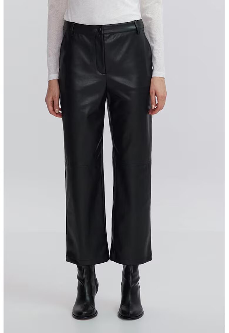 Ipekyol Pantaloni capri din piele ecologica - Negru