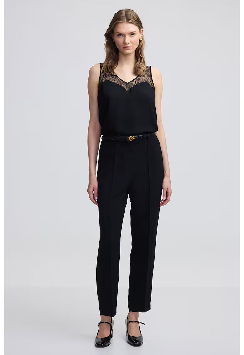 Ipekyol Pantaloni conici cu talie inalta - Negru