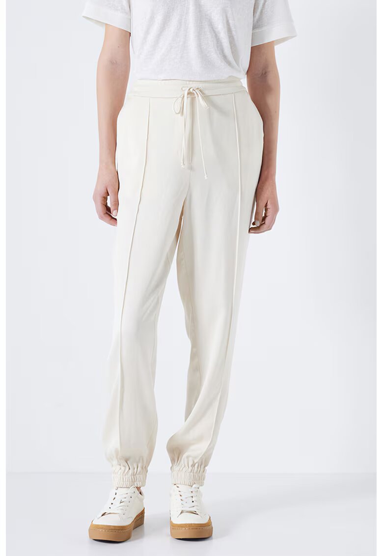 Ipekyol Pantaloni conici de trening cu snur - Crem