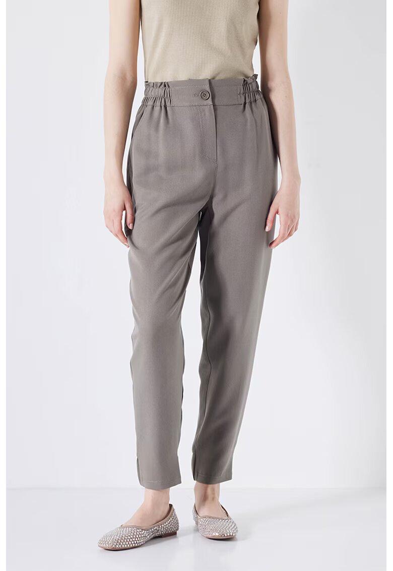 Ipekyol Pantaloni conici din lyocell cu talie inalta - Gri inchis