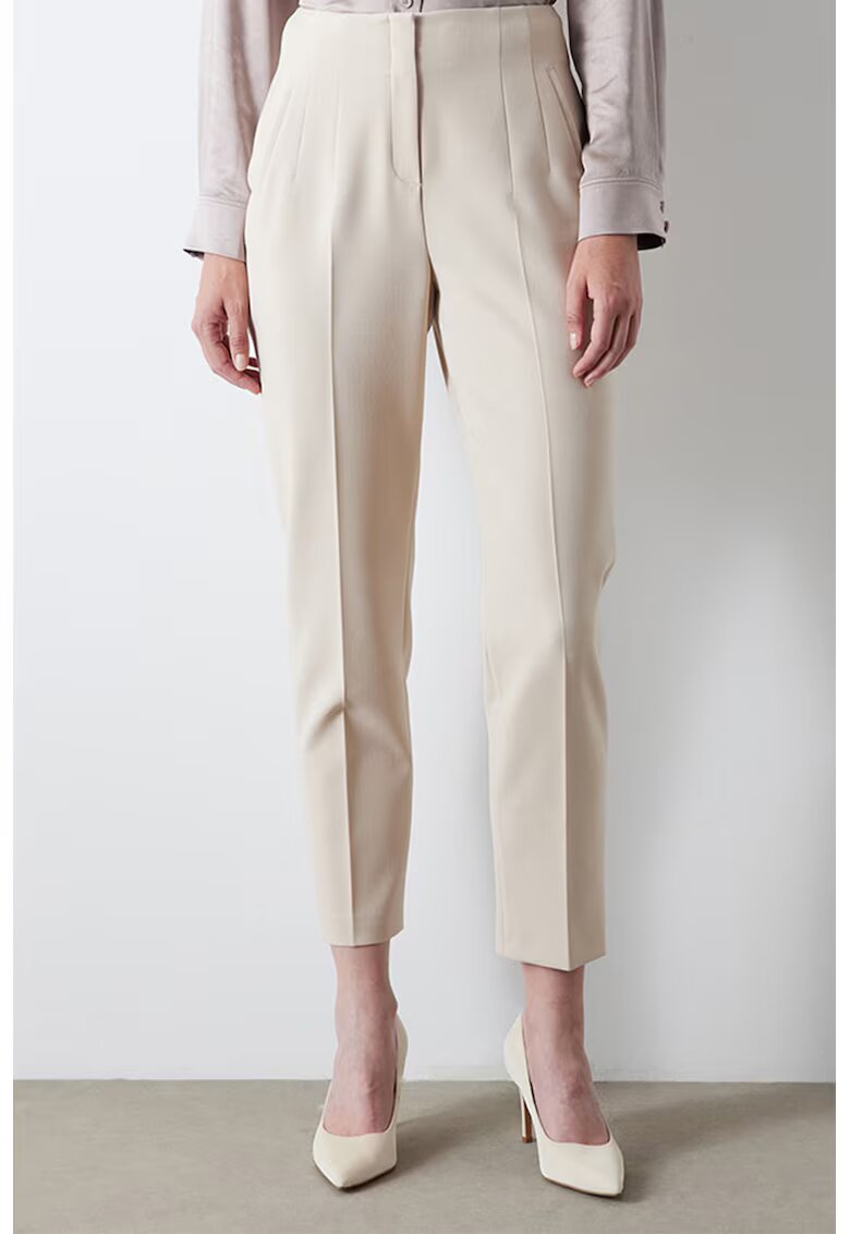 Ipekyol Pantaloni crop cu croiala conica - Alb fildes