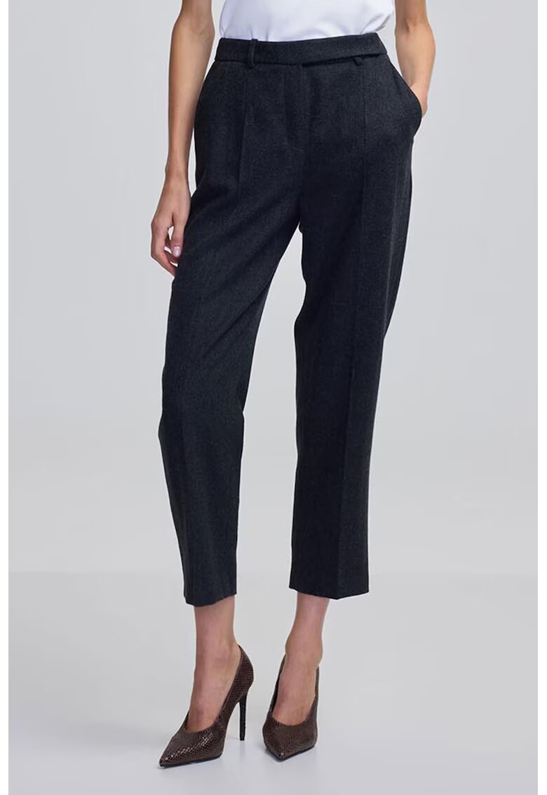 Ipekyol Pantaloni crop cu croiala conica - Gri inchis melange