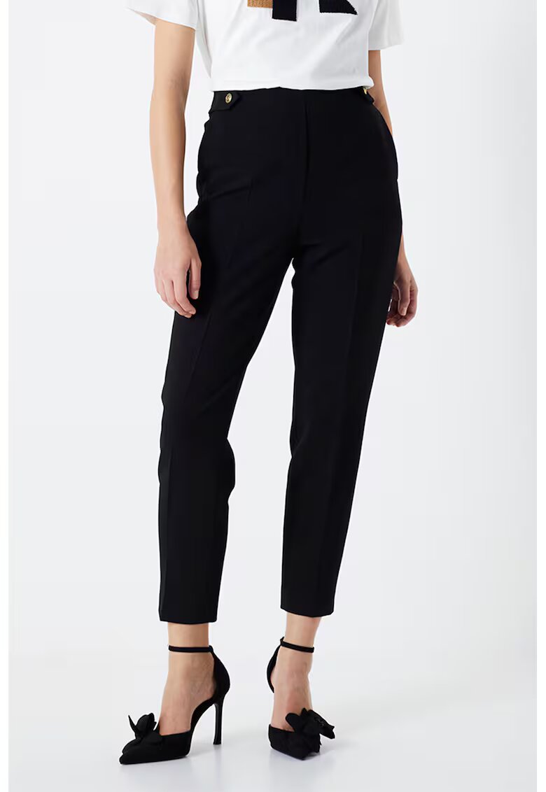 Ipekyol Pantaloni crop cu nasturi decorativi - Negru