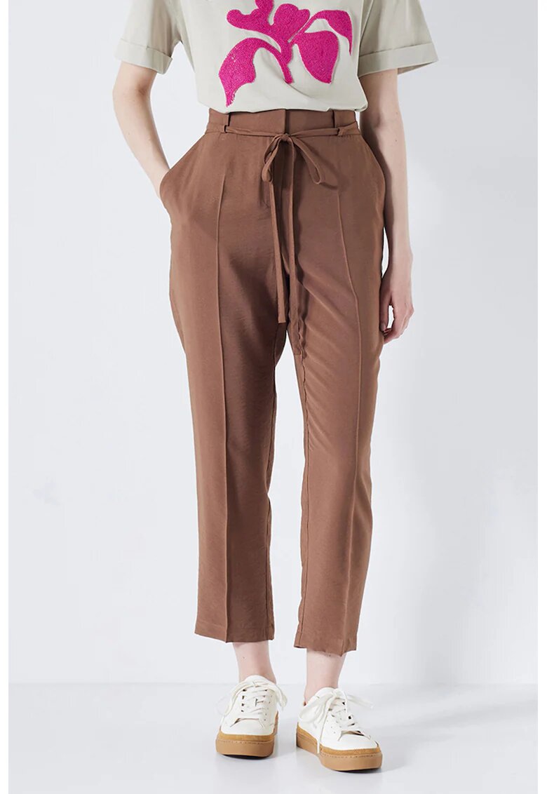 Ipekyol Pantaloni crop cu pense - Maro