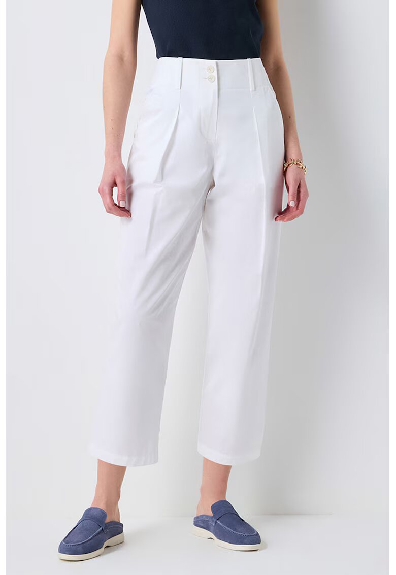 Ipekyol Pantaloni crop cu pliuri - Alb optic