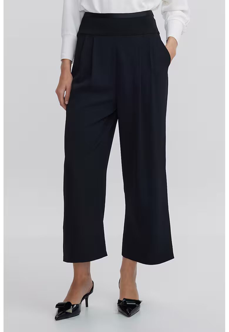 Ipekyol Pantaloni crop cu pliuri frontale si talie inalta - Negru