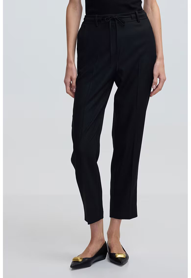 Ipekyol Pantaloni crop cu snur in talie - Negru stins
