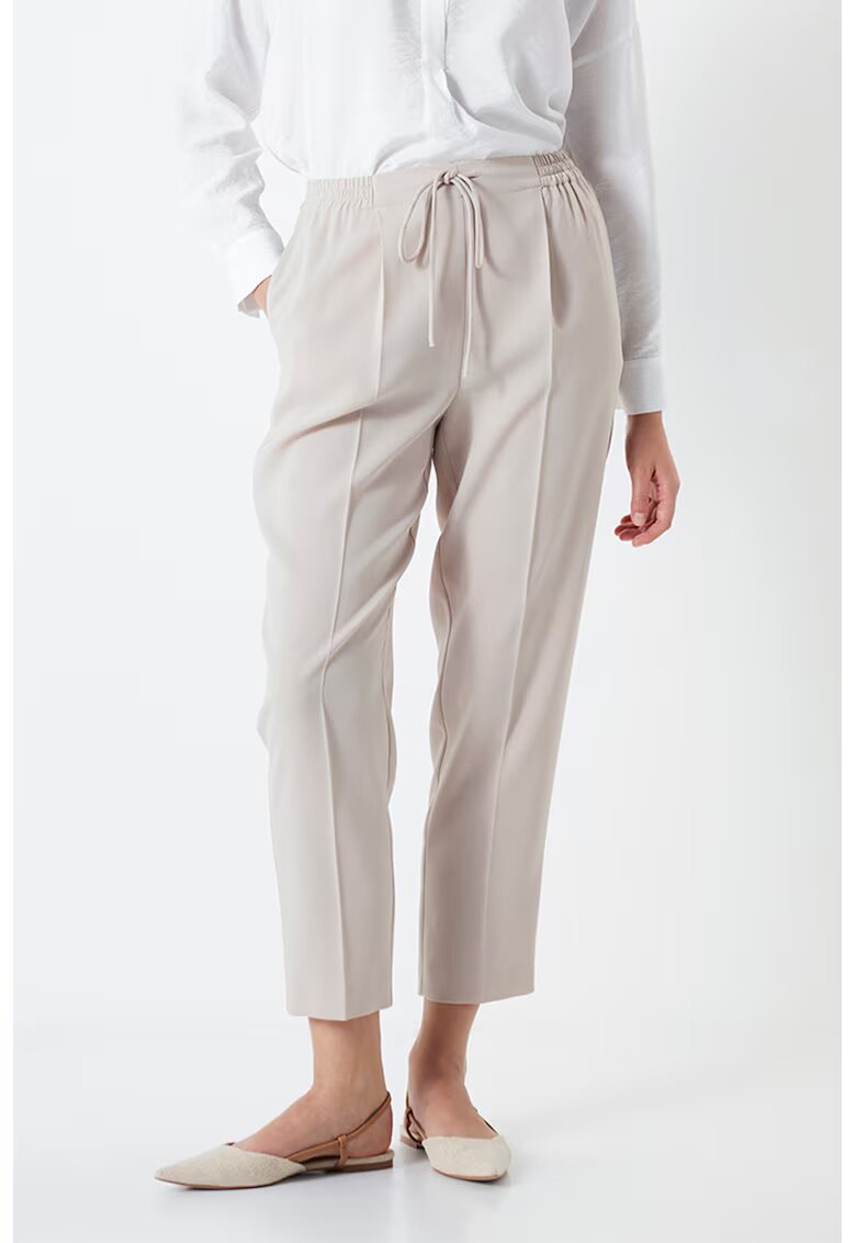 Ipekyol Pantaloni crop cu talie ajustabila - Maro taupe deschis