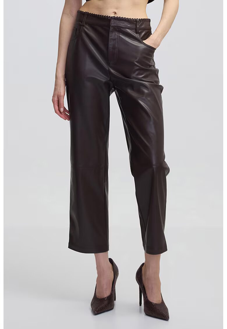 Ipekyol Pantaloni crop cu talie inalta - Maro inchis