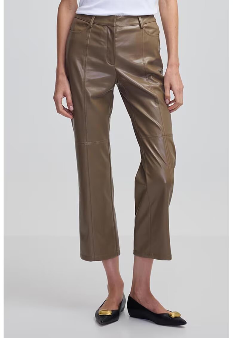 Ipekyol Pantaloni crop din piele ecologica - Maro