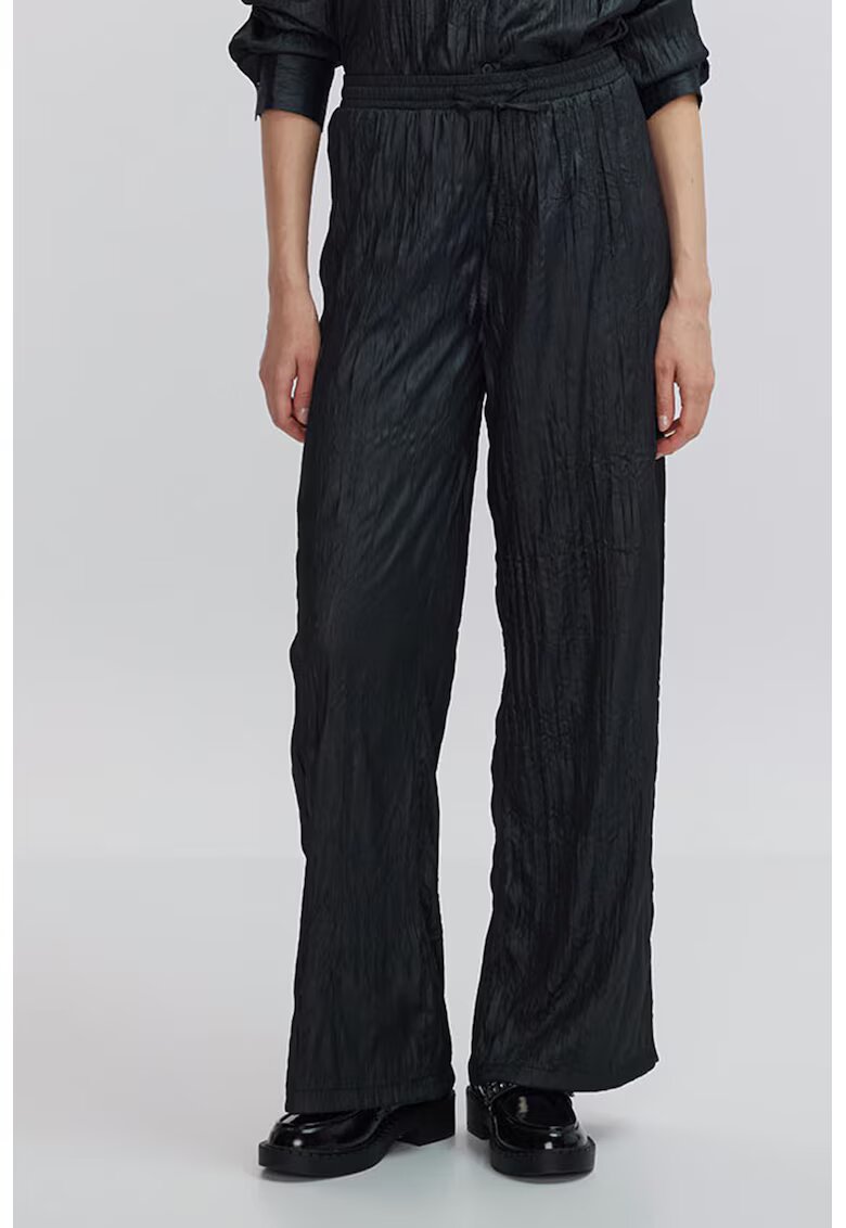 Ipekyol Pantaloni cu aspect creponat si talie inalta - Negru stins