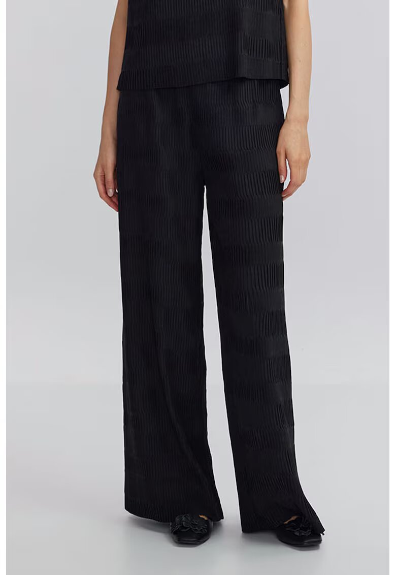 Ipekyol Pantaloni cu aspect texturat si talie inalta - Negru