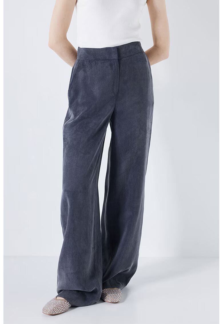 Ipekyol Pantaloni cu croiala ampla si aspect catifelat - Albastru indigo