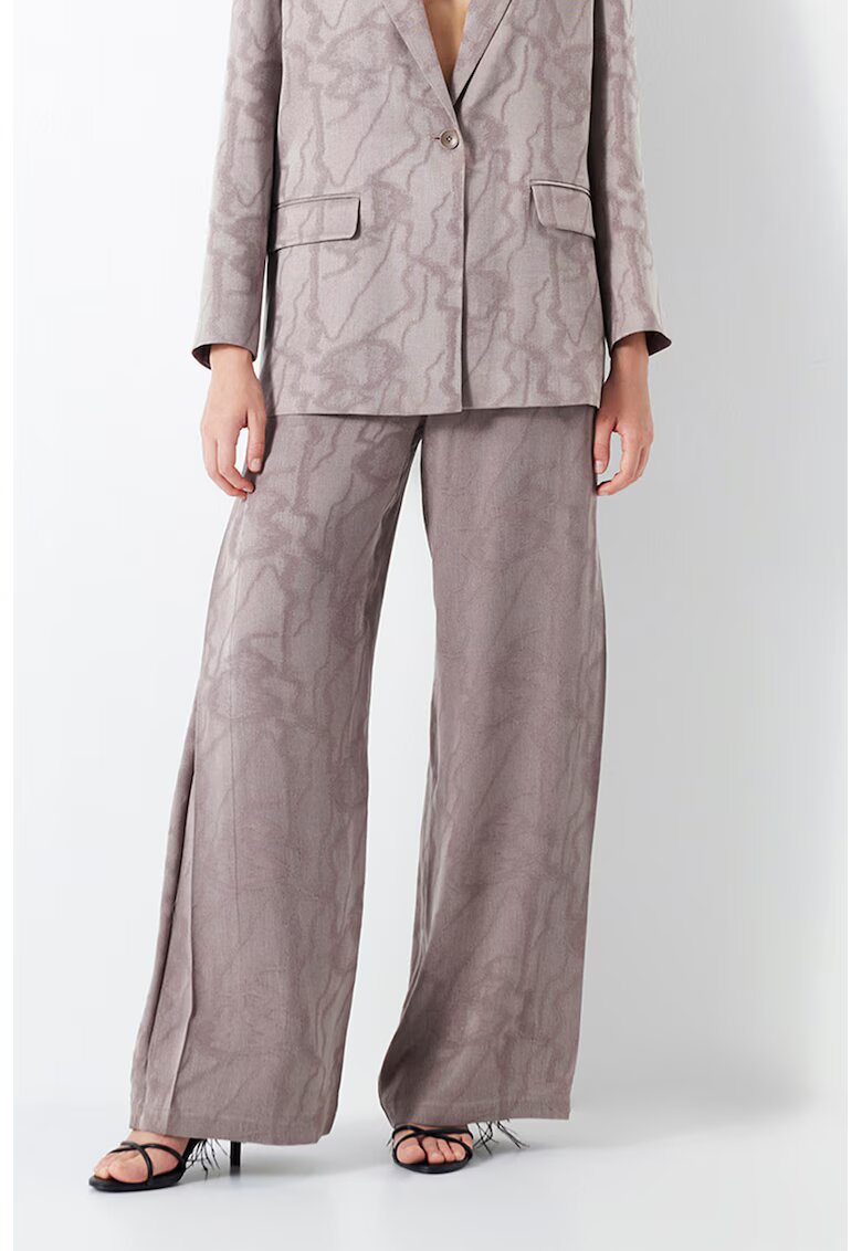 Ipekyol Pantaloni cu croiala ampla si talie elastica - Violet prafuit