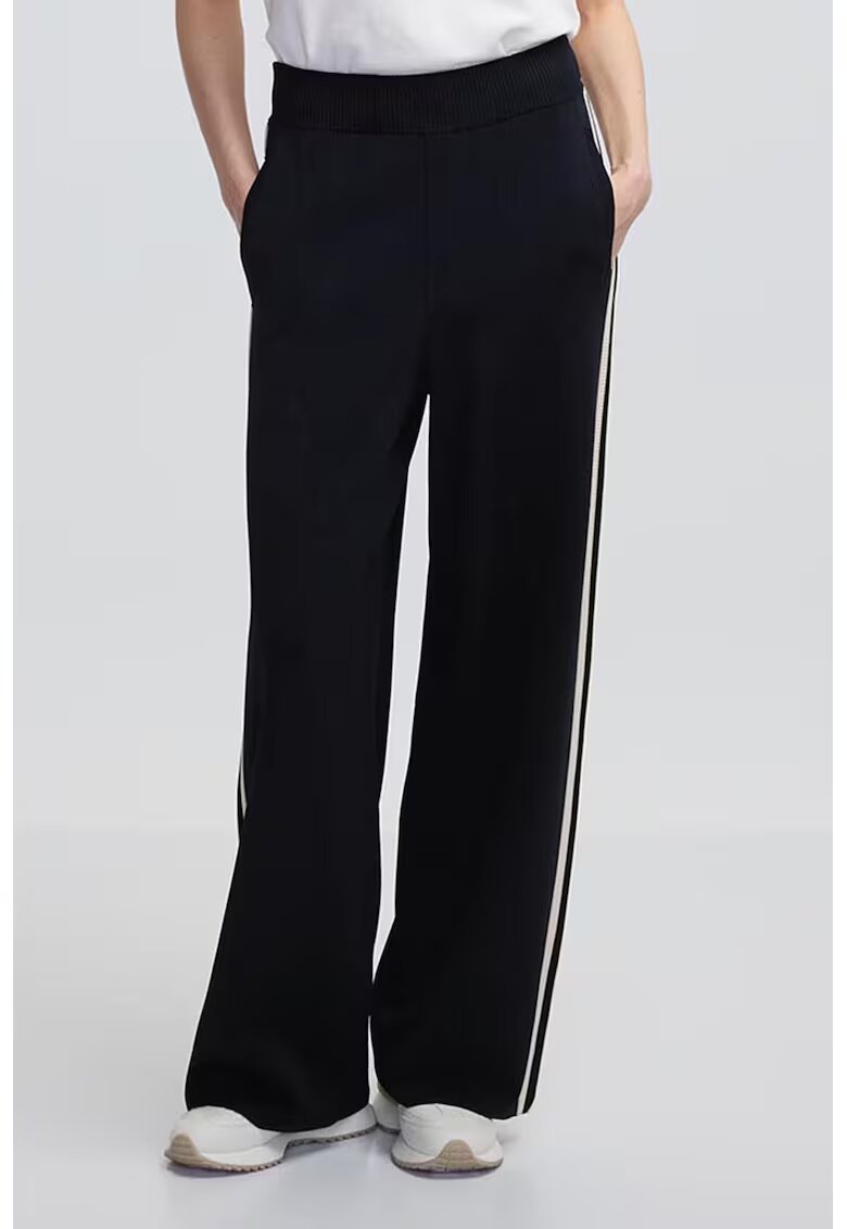 Ipekyol Pantaloni cu croiala ampla si talie inalta - Alb fildes/Negru
