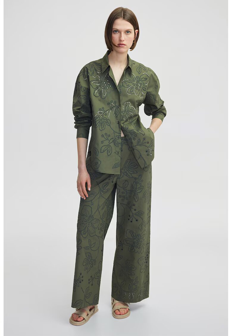 Ipekyol Pantaloni cu imprimeu floral - Kaki inchis