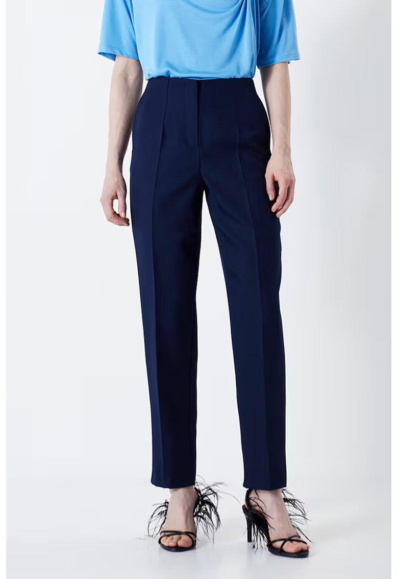 Ipekyol Pantaloni cu pense si talie inalta - Bleumarin