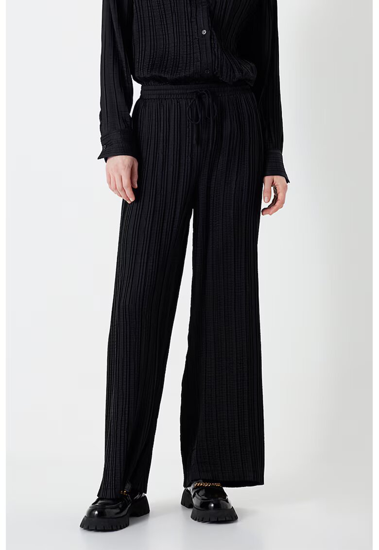 Ipekyol Pantaloni cu pliuri si snur - Negru