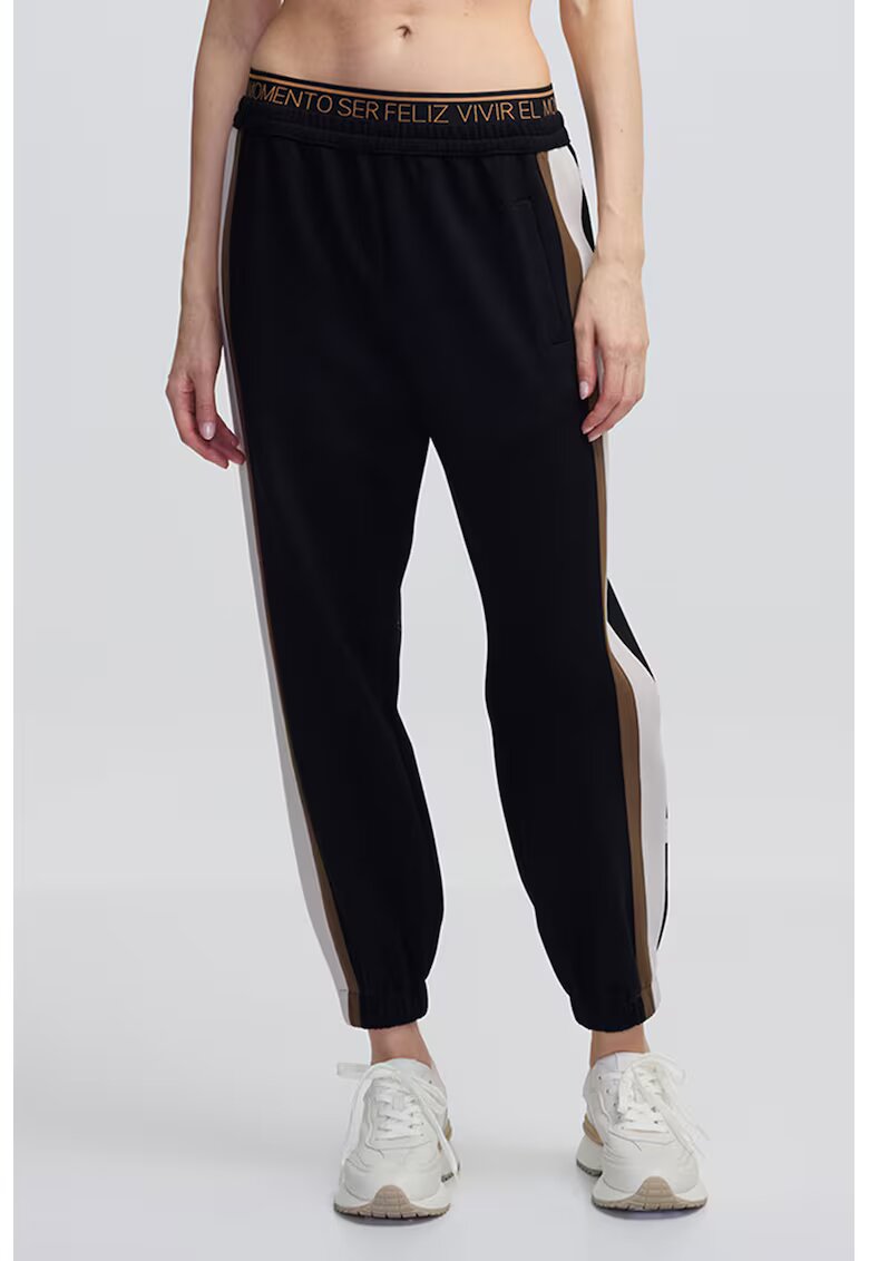 Ipekyol Pantaloni de trening regular-fit cu buzunare - Alb fildes/Maro/Negru stins