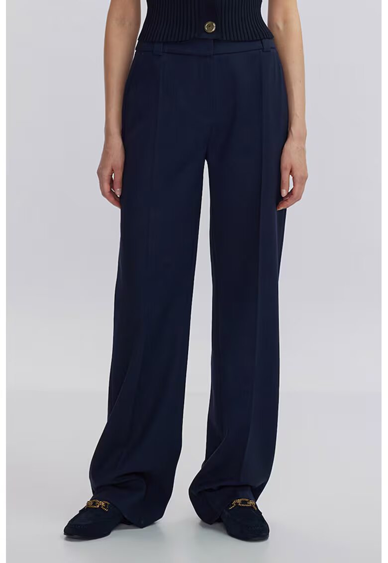 Ipekyol Pantaloni din amestec de lana cu croiala ampla - Bleumarin