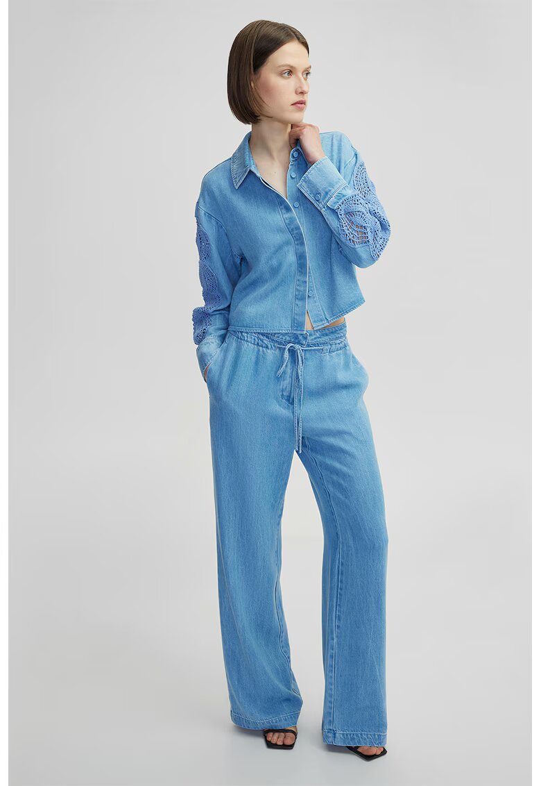 Ipekyol Pantaloni din denim cu croiala ampla - Albastru deschis