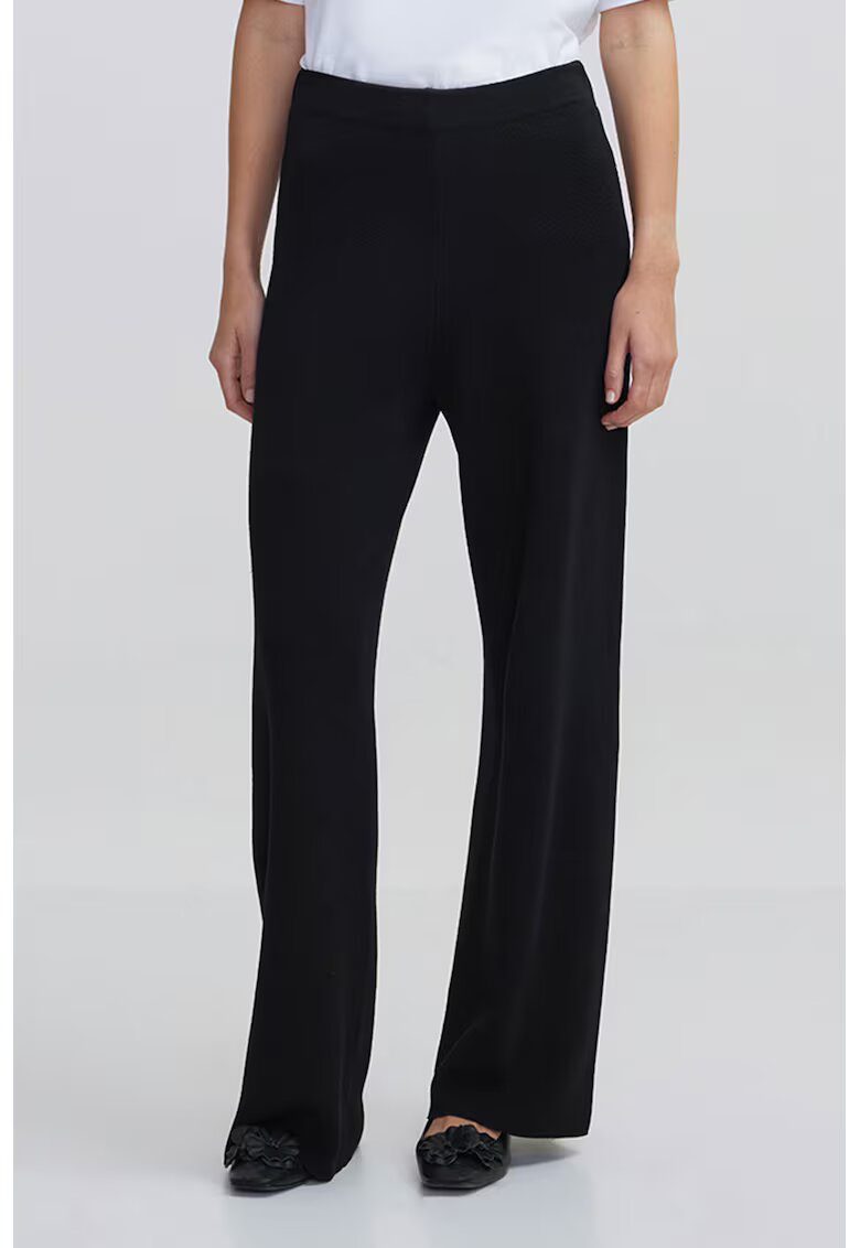 Ipekyol Pantaloni din tricot fin si croiala ampla - Negru