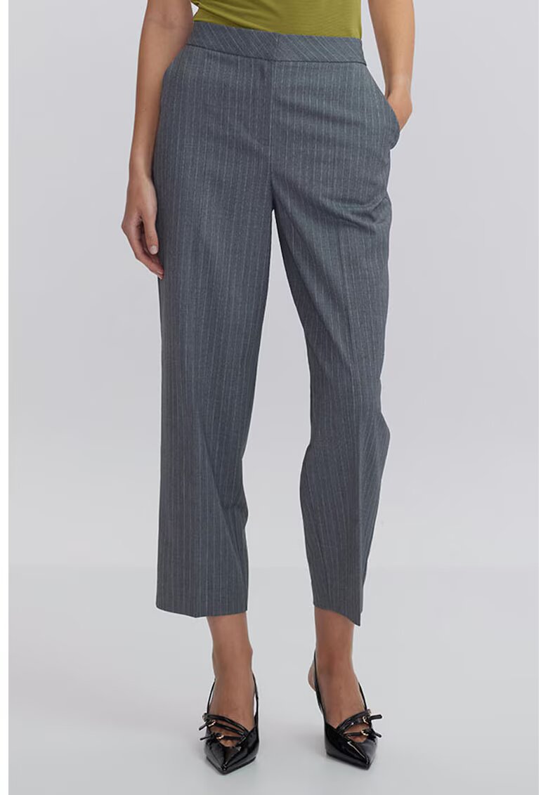 Ipekyol Pantaloni eleganti capri din amestec de lana - Gri deschis