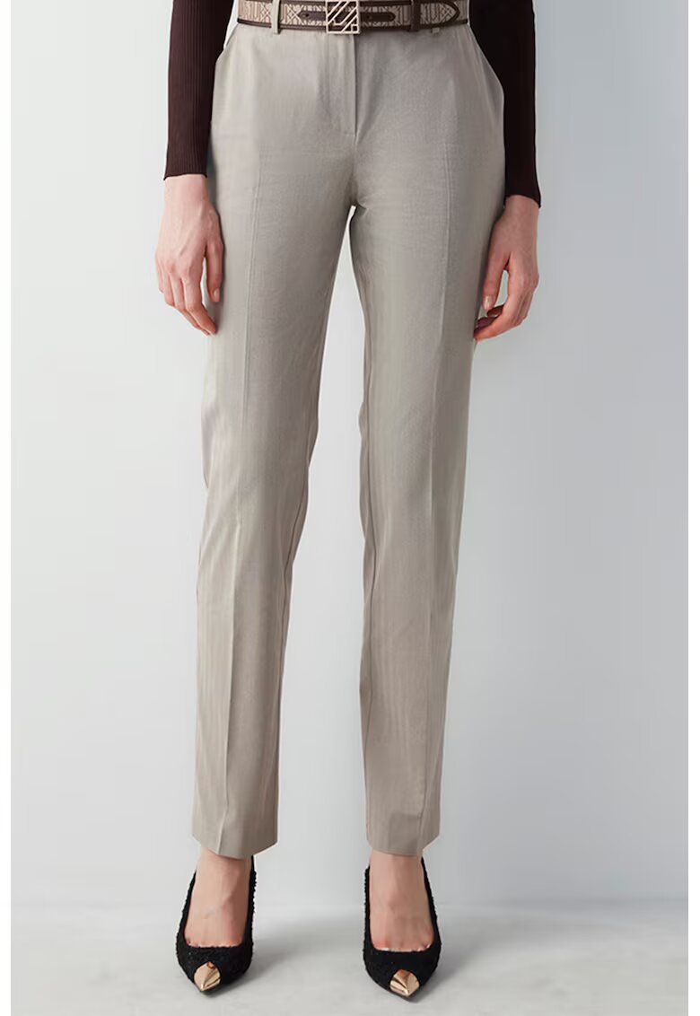 Ipekyol Pantaloni eleganti cu doua buzunare oblice frontale - Maro taupe deschis