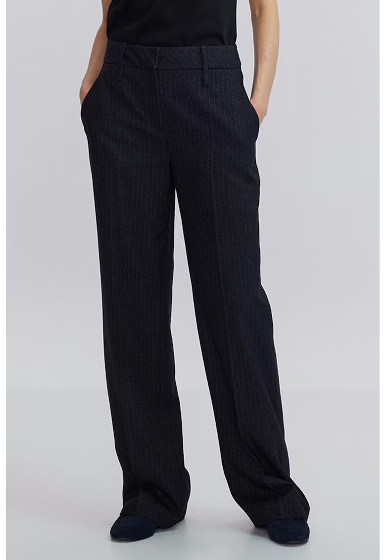 Ipekyol Pantaloni eleganti drepti cu aspect stralucitor - Gri antracit