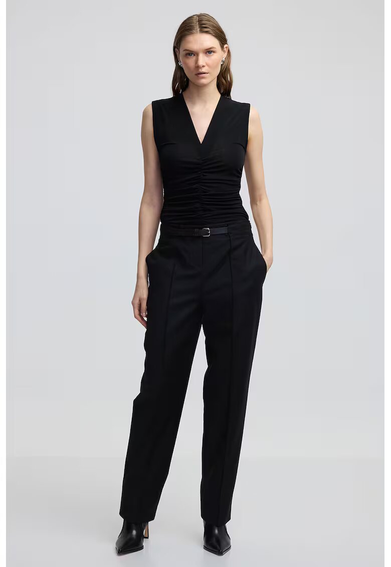 Ipekyol Pantaloni regular fit cu talie medie - Negru