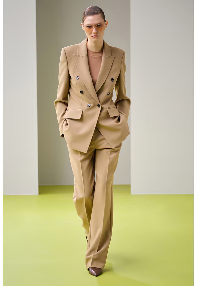 Ipekyol Pantaloni relaxed fit cu talie medie - Maro deschis