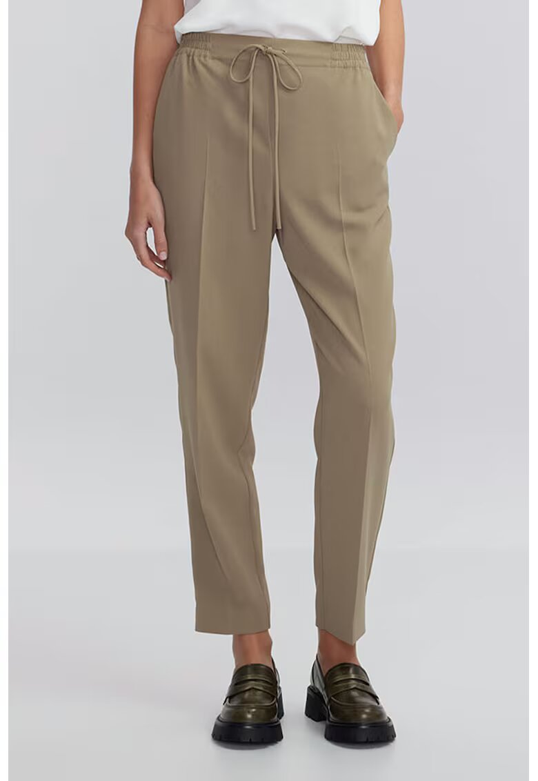 Ipekyol Pantaloni uni cu snur in talie - Maro deschis