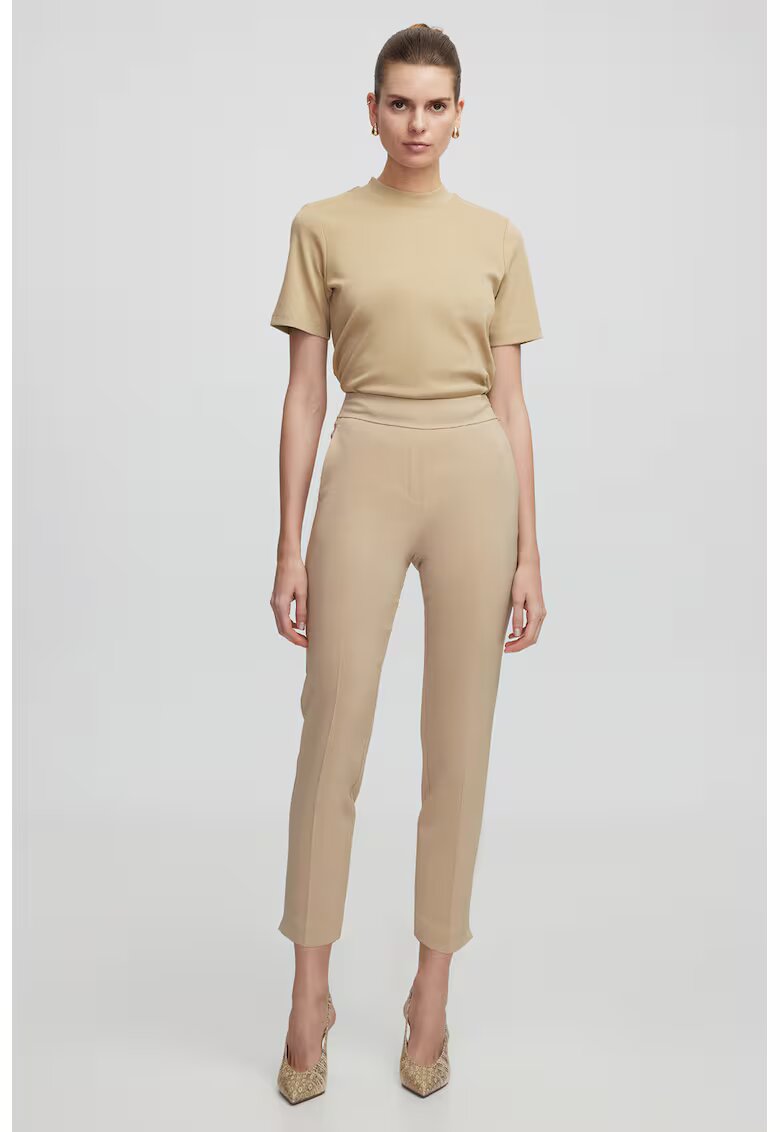 Ipekyol Pantaloni uni skinny cu talie inalta - Maro deschis