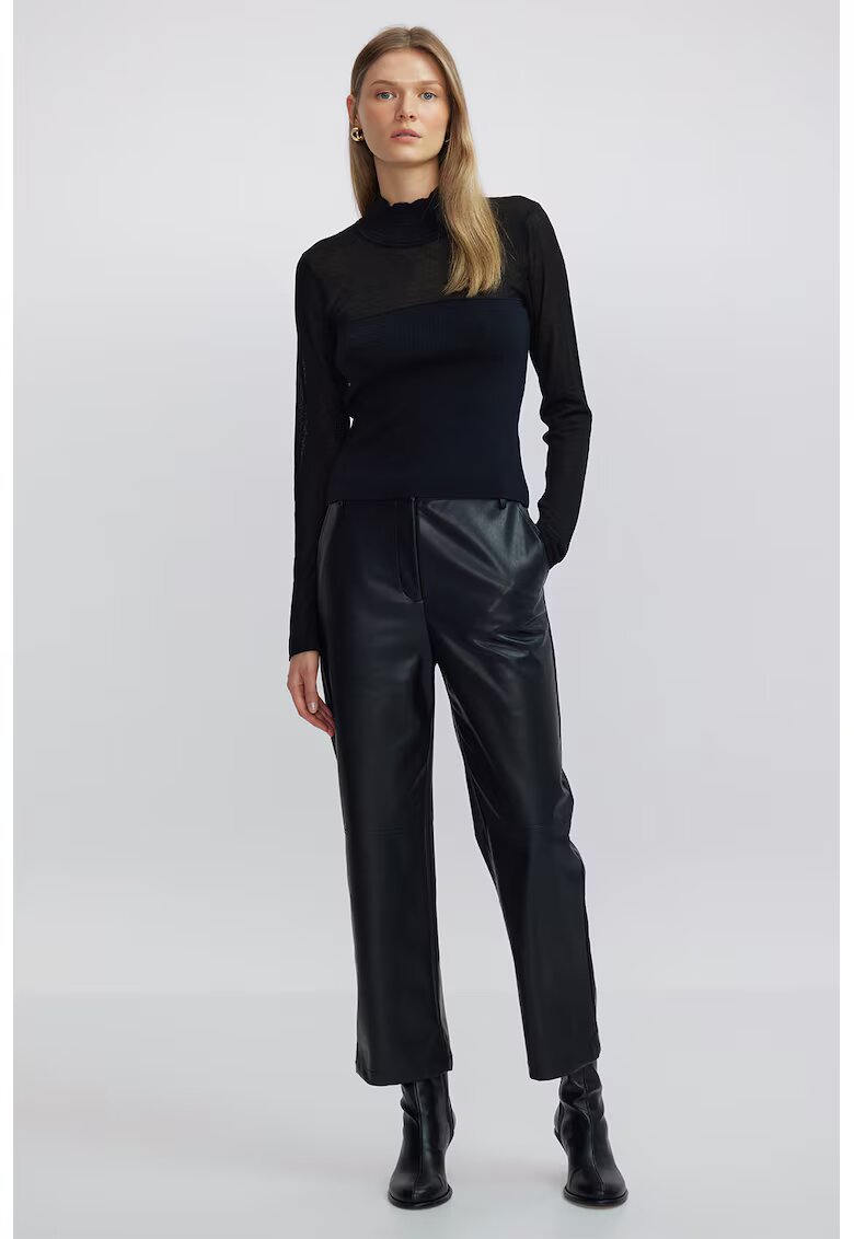 Ipekyol Pulover crop cu aspect 2-in-1 - Negru
