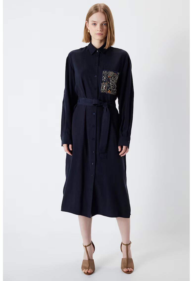 Ipekyol Rochie-camasa cu maneci cazute - Negru