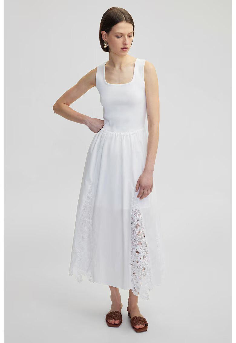 Ipekyol Rochie evazata cu garnituri cu broderie - Alb murdar