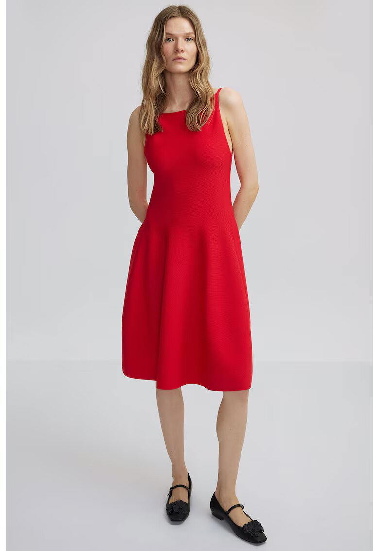 Ipekyol Rochie evazata fara maneci - Rosu vermillion