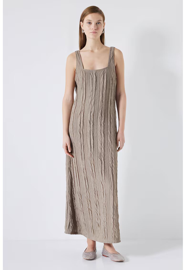 Ipekyol Rochie maxi cu aspect texturat - Maro camel
