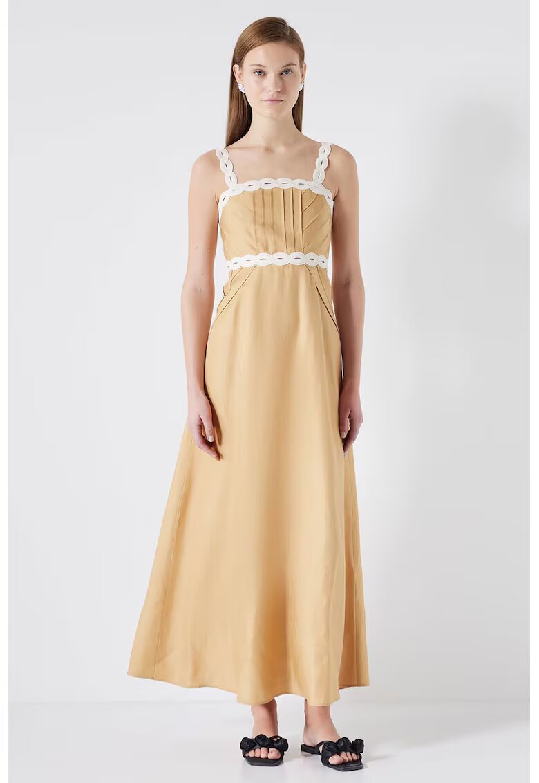 Ipekyol Rochie maxi din amestec de in cu croiala in A - Alb/Bej