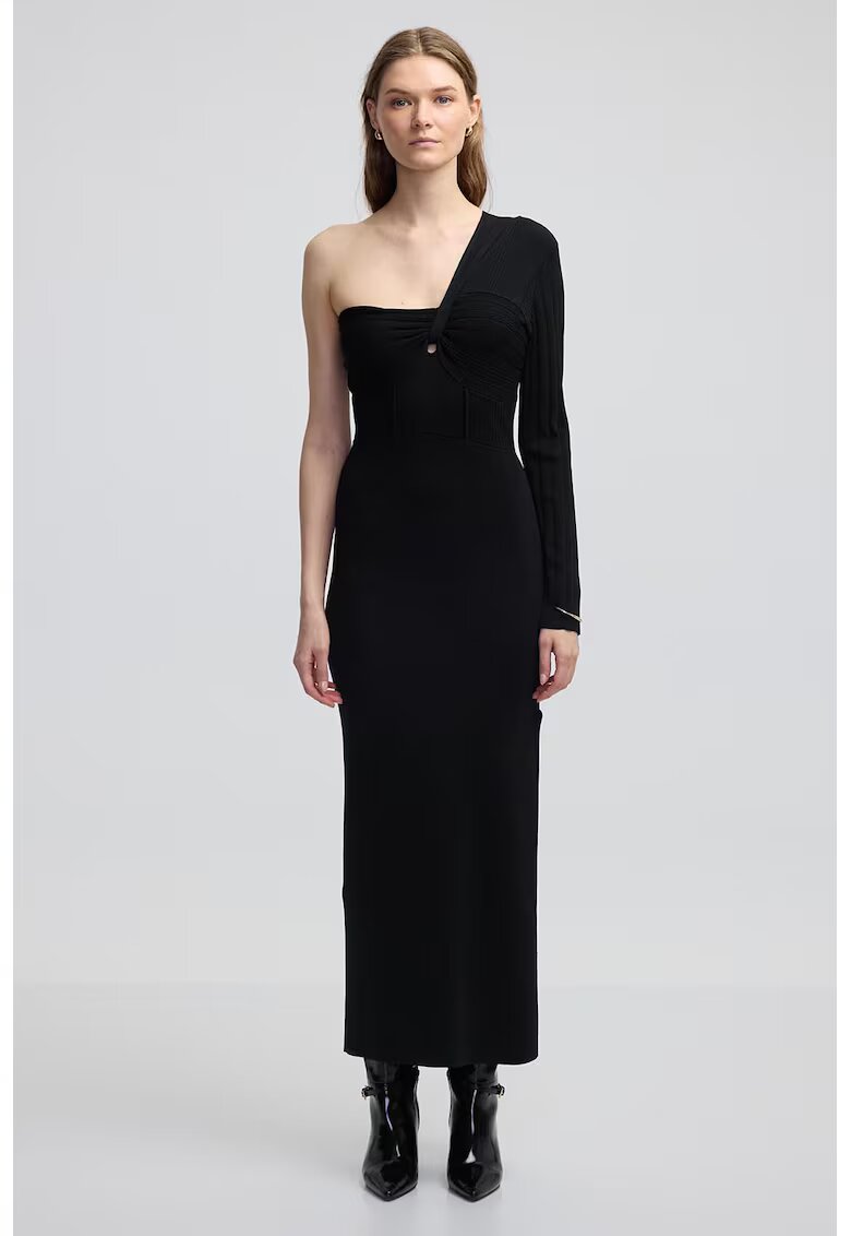 Ipekyol Rochie maxi din tricot fin - Negru stins