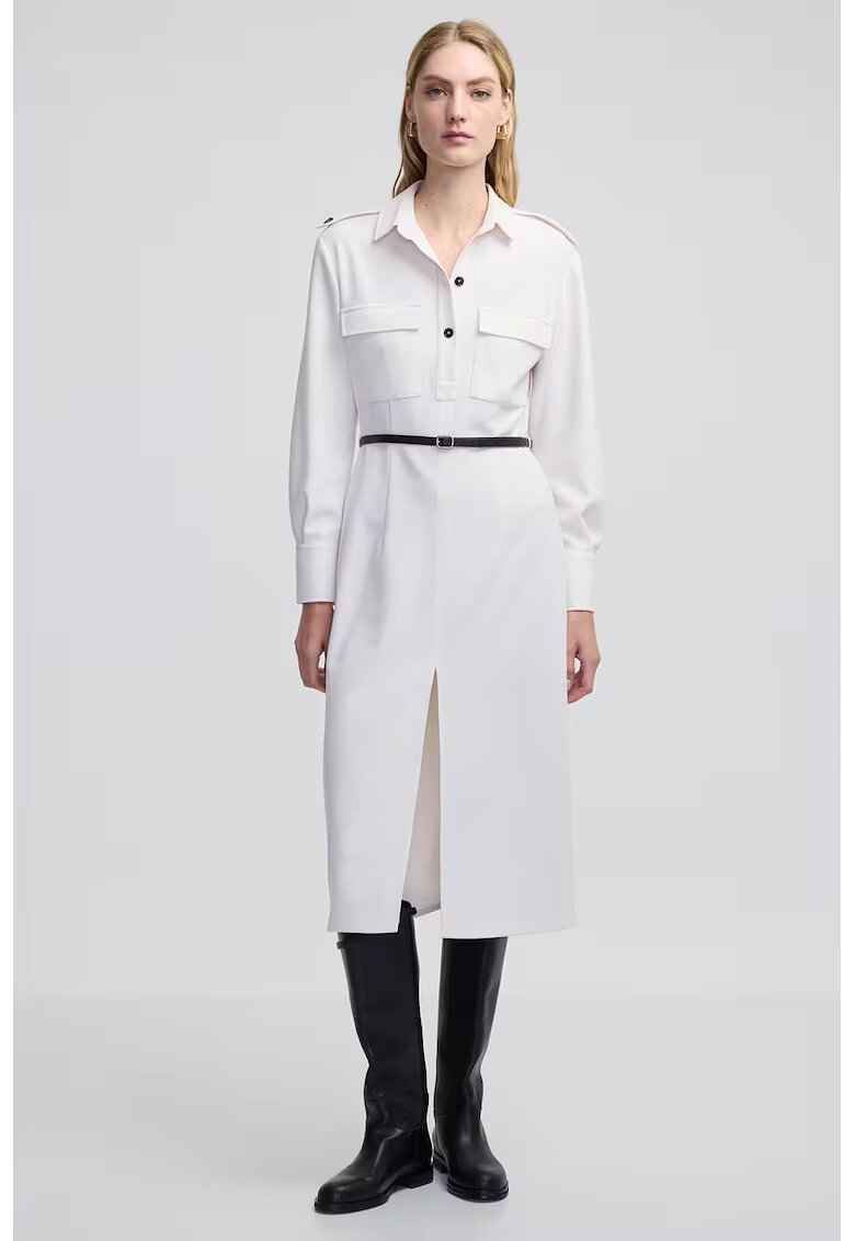 Ipekyol Rochie midi cu slit frontal - Alb murdar