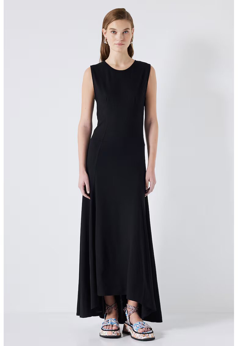 Ipekyol Rochie midi evazata cu terminatie asimetrica - Negru