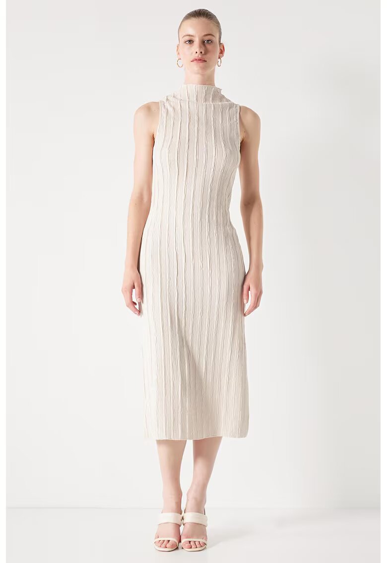 Ipekyol Rochie midi striata - Maro nisip