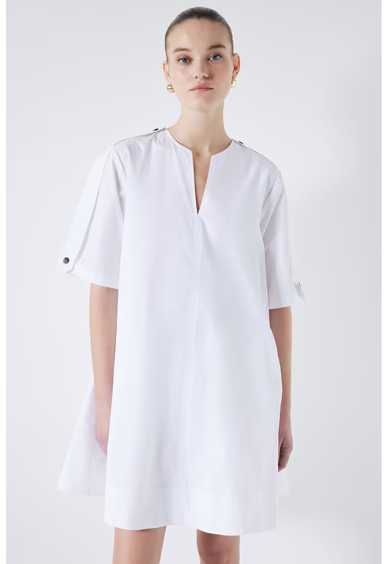 Ipekyol Rochie scurta cu decolteu in V - Alb optic